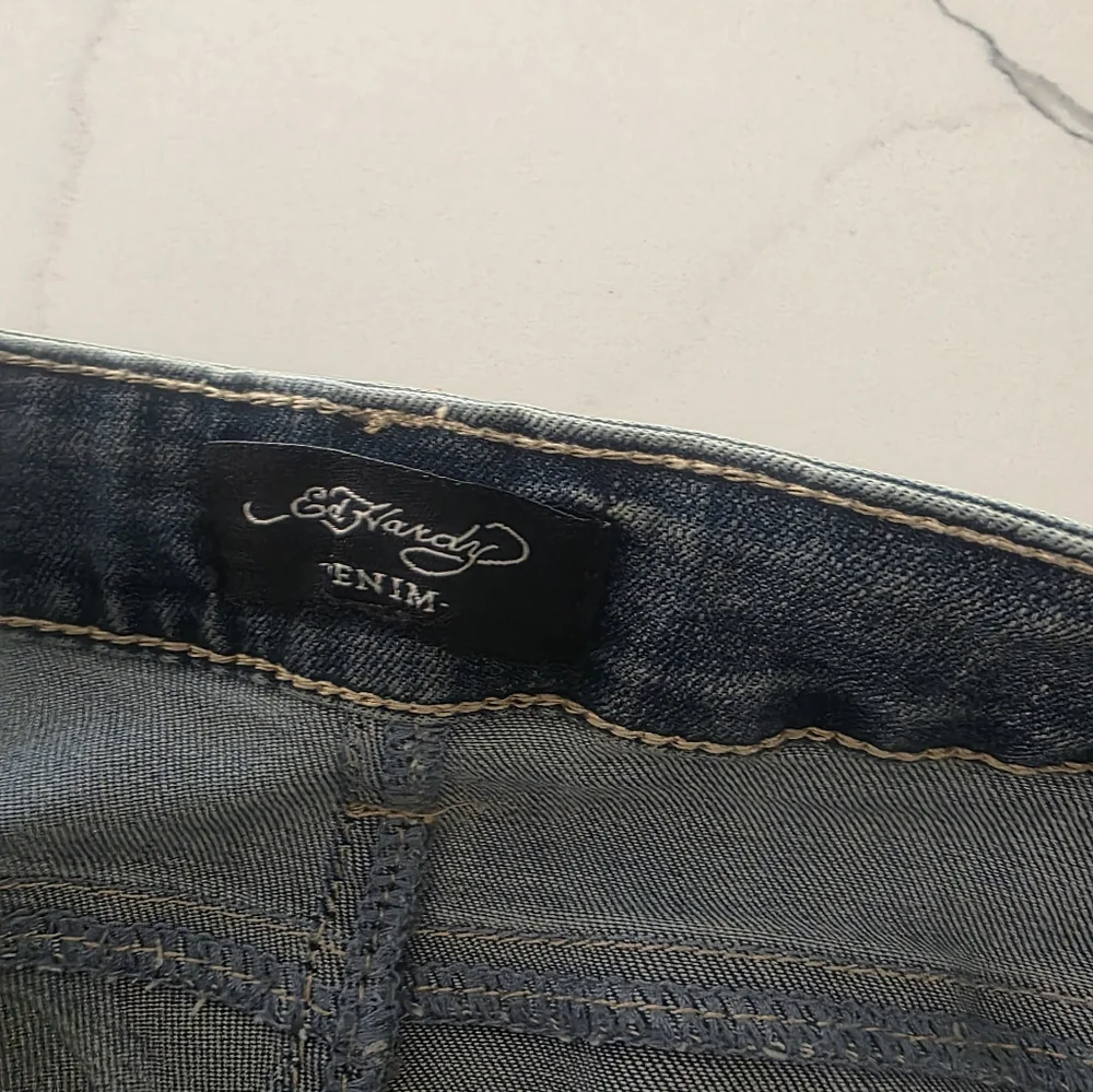 Ed Hardy Blue Jeans with Tattoo-Inspired Lining Sz30 - Picture 4 of 8